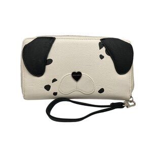 Betsey Johnson Black White Dalmation Puppy Face Wallet Wristlet